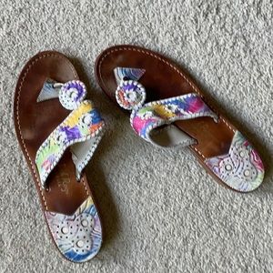 Vintage Jack Rogers multicolored thong sandals 10